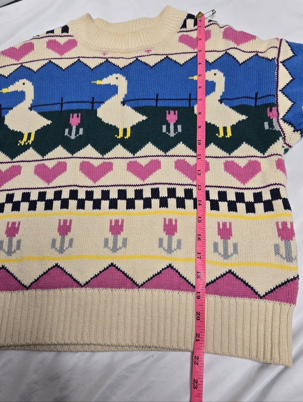 KINA AND TAM Duck Tales whimsy faire isle farmcore sweater‎ XS - Picture 8 of 10